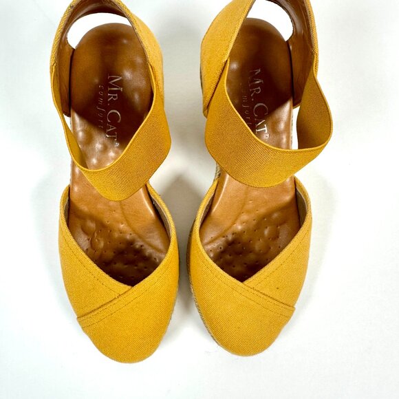 Mr. Cat Mustard Espadrille Wedge Sandals | Women’s Size 6 | Closed Toe + Cushion - Picture 12 of 13